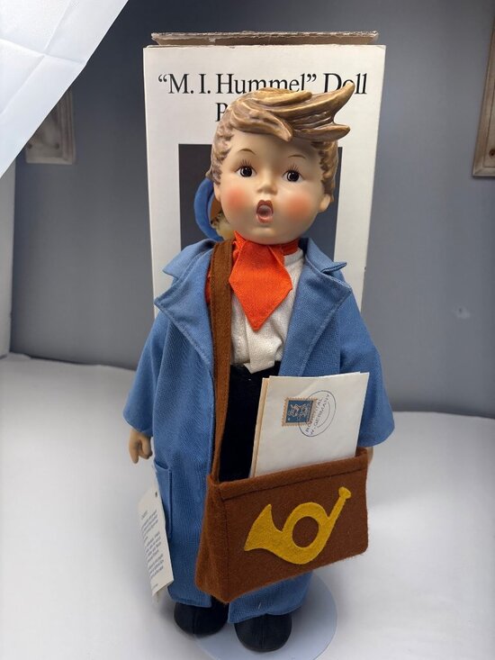 Goebel Other - M.I. Hummel Postman Doll Porcelain Goebel Blue Outfit w/ Box Collectible 16"